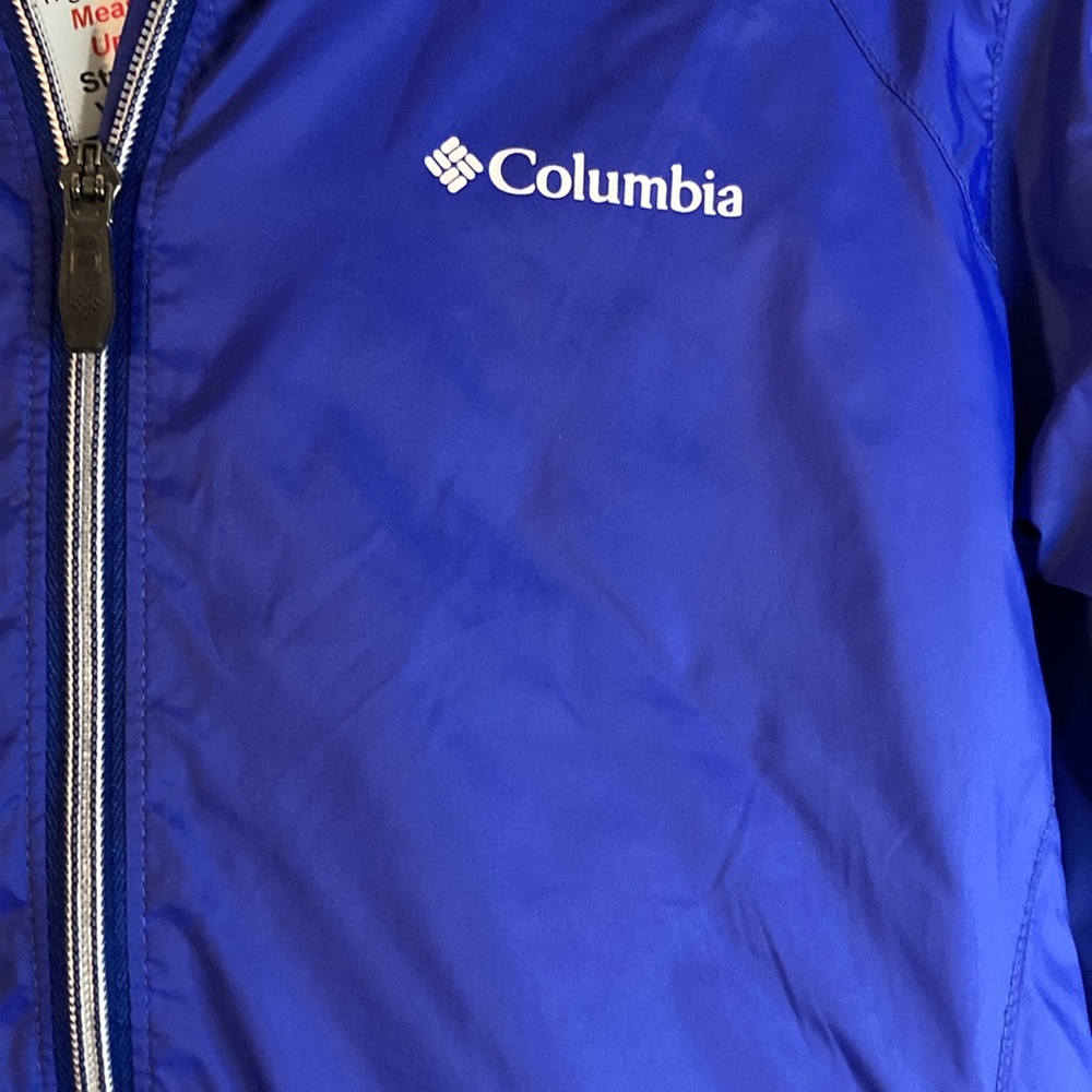 Columbia blue rain jacket with vent shoulder and hidden hood in collar. 126 - Picture 2 of 7